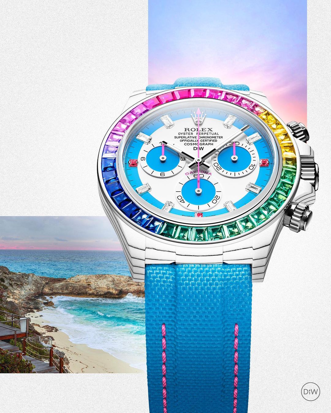 DiW Rolex Daytona RAINBOW S CarboQuartz 全球限量3支 石英纖維勞力士 彩虹迪 | WORLDTIMER