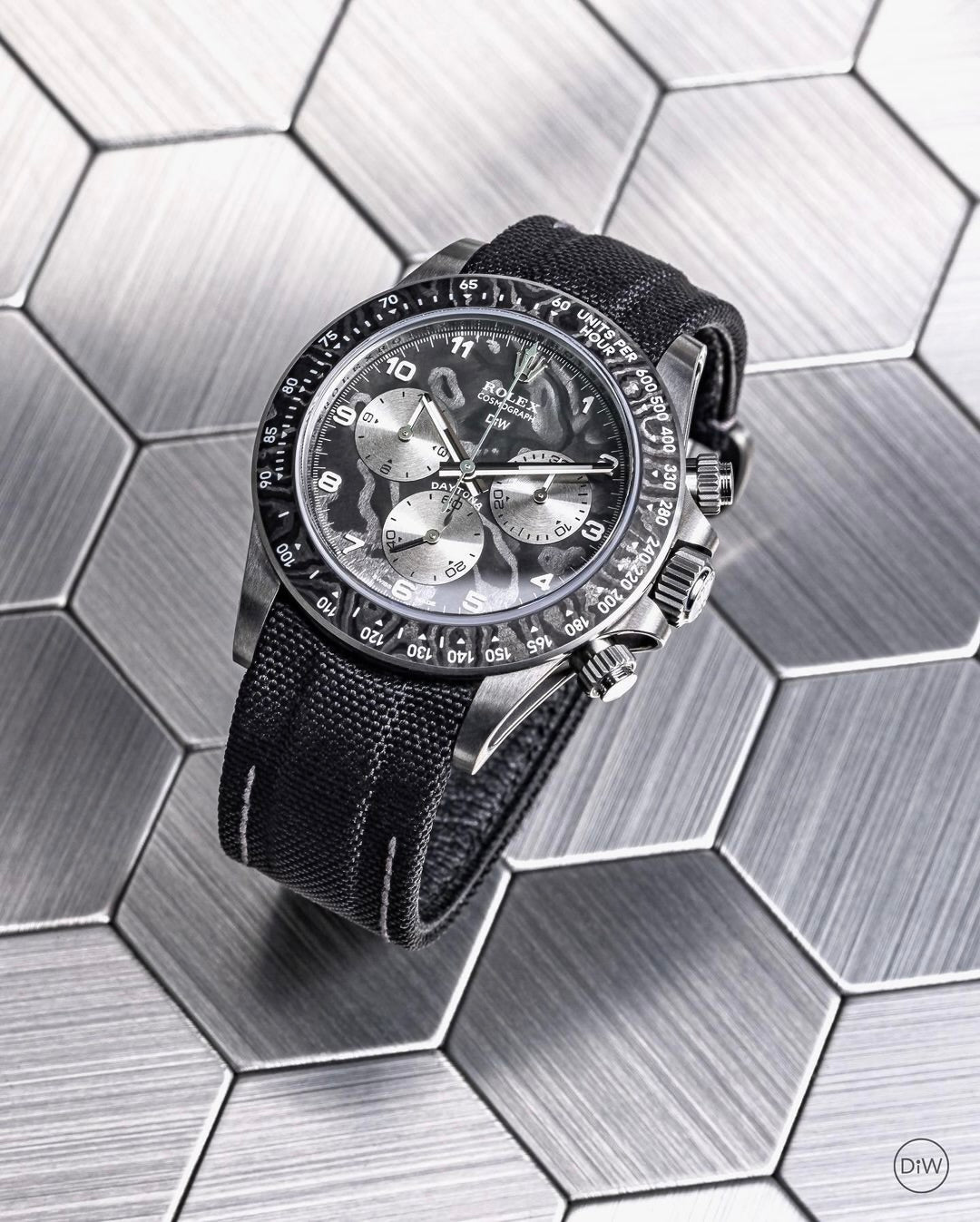 DiW Transforms the Titanium Rolex Daytona into a DREAM! 第一支 DiW 勞力士地通拿 使用鈦和碳纖維製造的手錶命名 EXCEPTIONAL-1 | WORLDTIMER