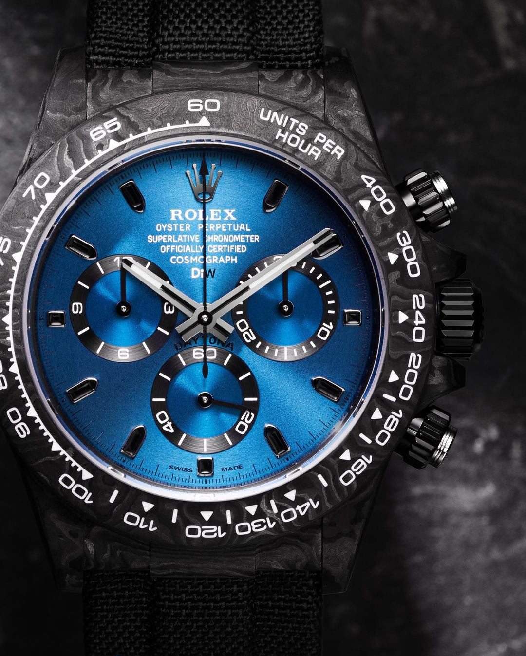 DiW Rolex Daytona Carbon "AZURE UP PROJECT" 碳纖 勞力士 地通拿 | WORLDTIMER