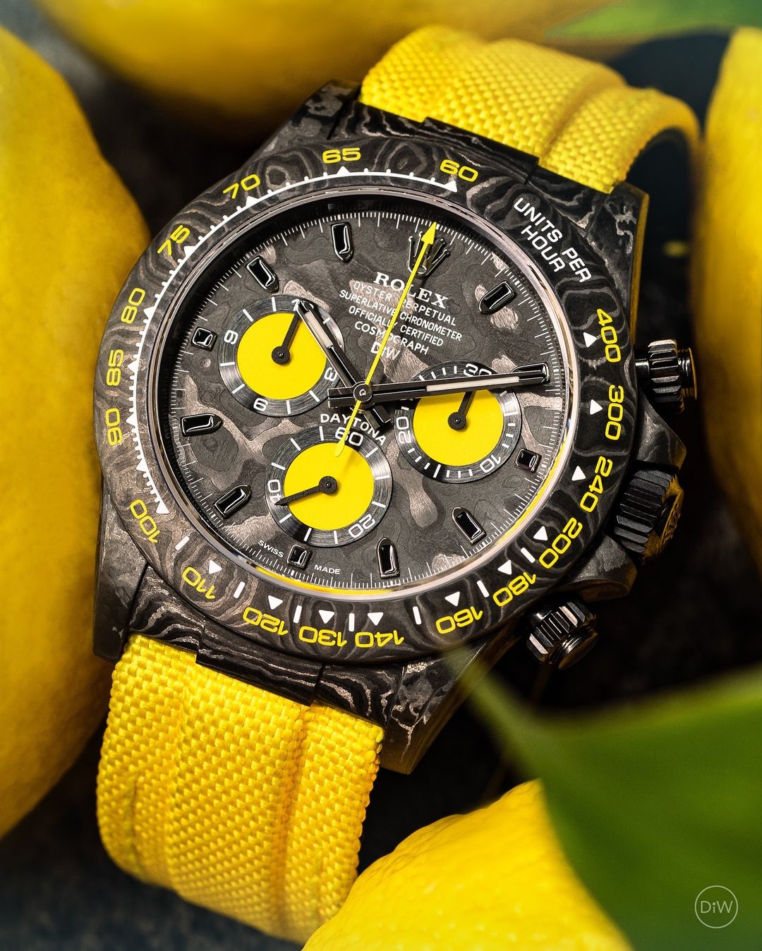 NTPT Carbon Rolex DiW Daytona LEMON EDITION 勞力士 地通拿 DiW | WORLDTIMER