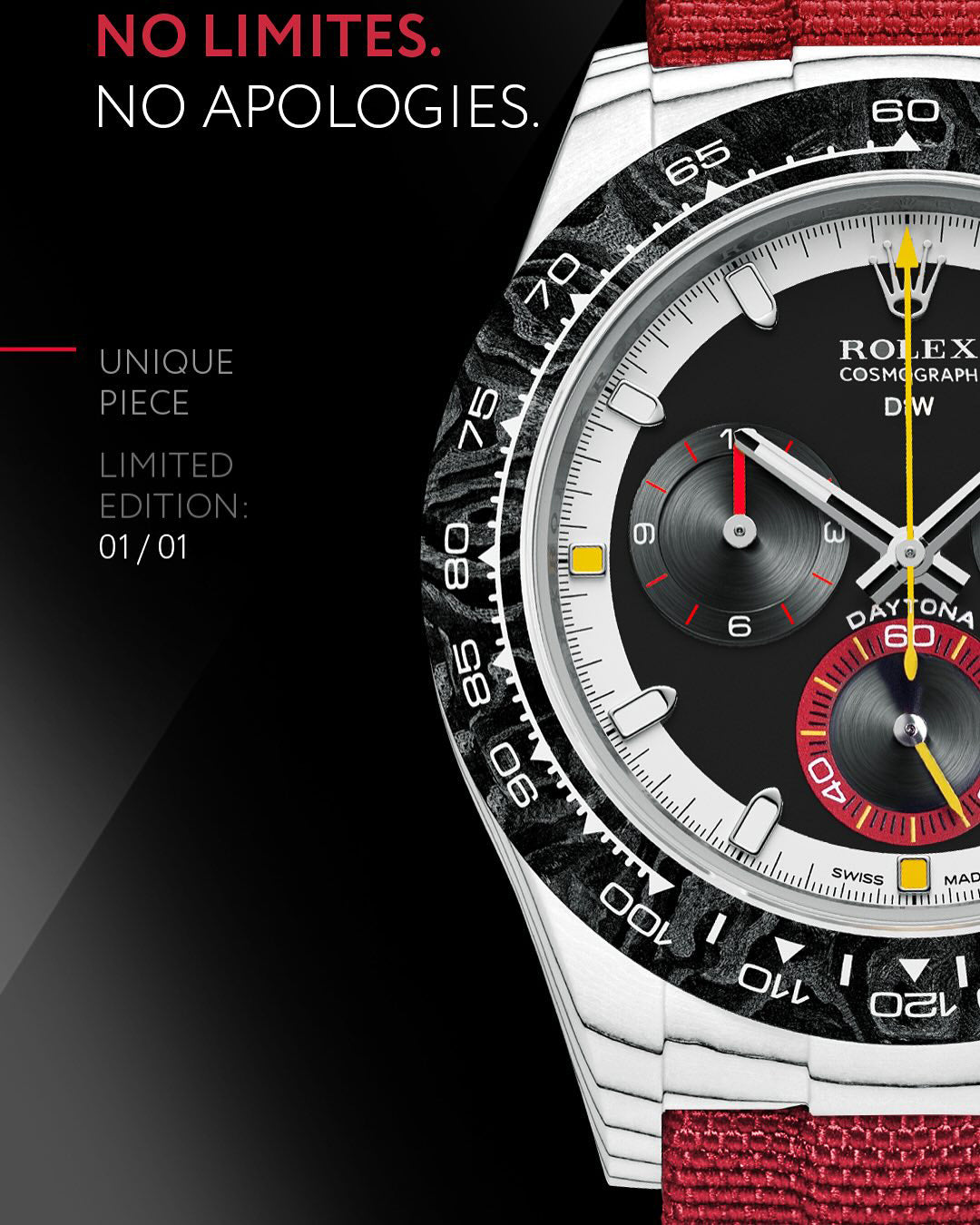 Unique CarboQuartz Rolex DiW Daytona QUANTUM RACER 勞力士 DiW 碳纖地通拿 40毫米訂製腕錶 | WORLDTIMER