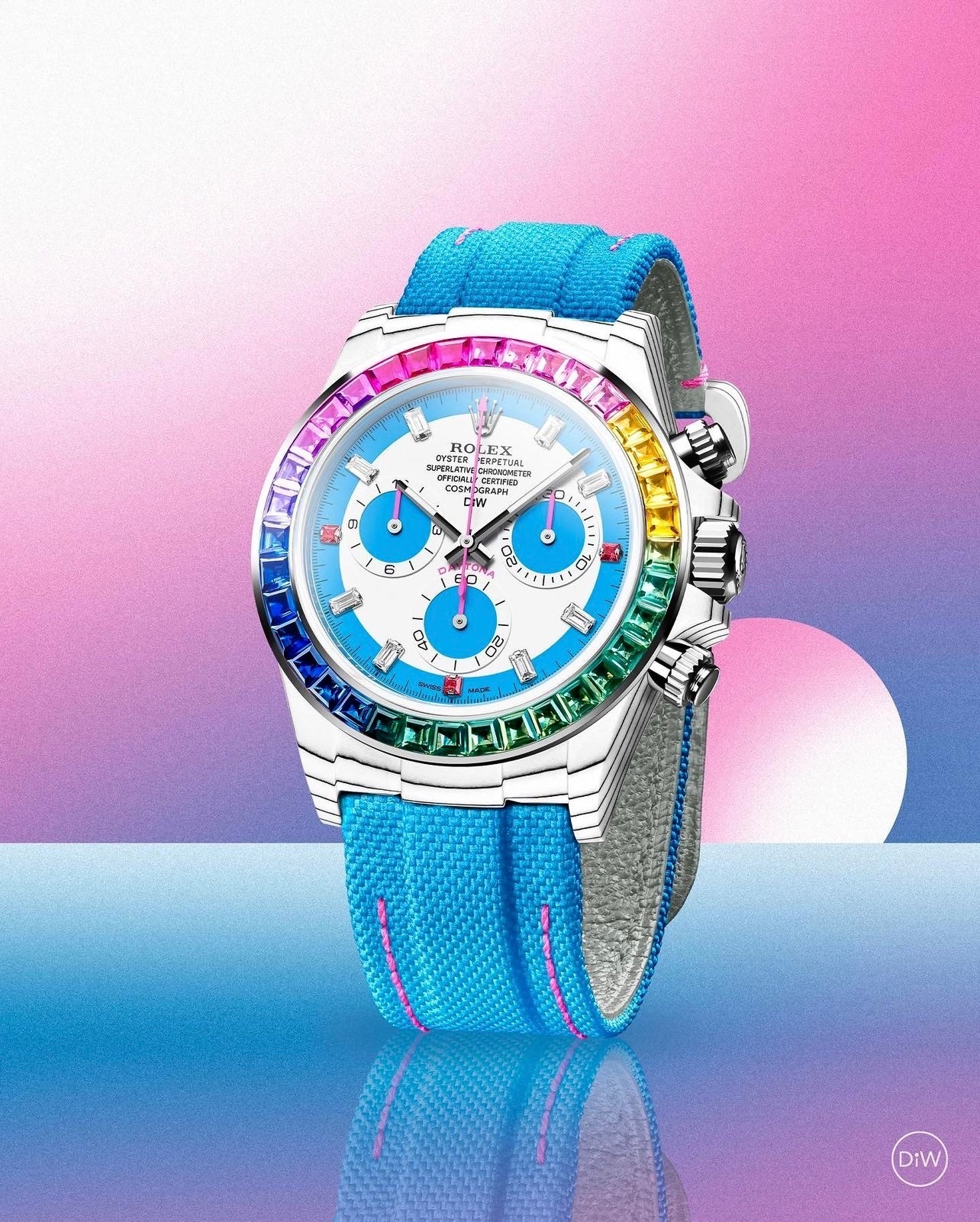 DiW Rolex Daytona RAINBOW S CarboQuartz 全球限量3支 石英纖維勞力士 彩虹迪 | WORLDTIMER
