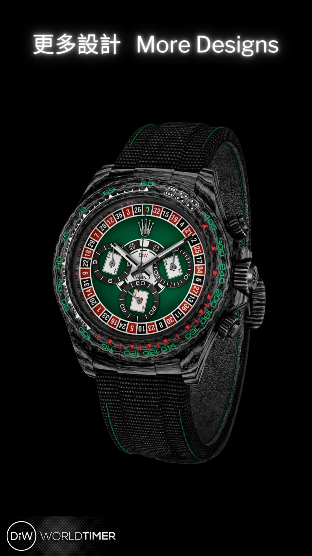 Another Design of DiW Rolex Daytona LUCKY PLAYER (CASINO) 41mm 勞力士碳纖地通拿 | WORLDTIMER