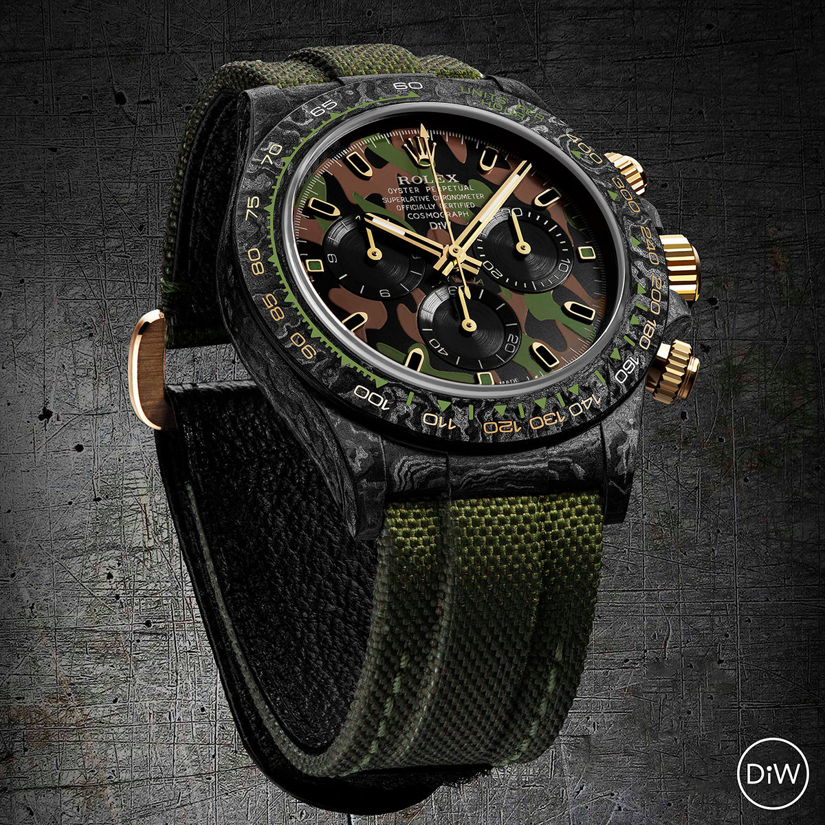 DiW Carbon Rolex Daytona "MILITARY GREEN UNIQUE 2" | WORLDTIMER