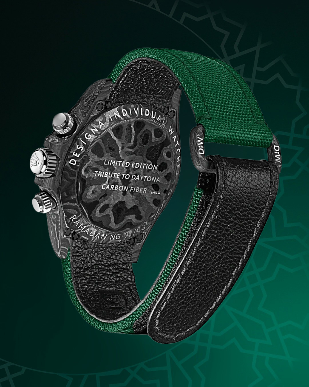 DiW Graphite Rolex Daytona RAMADAN 40mm 勞力士DiW 碳纖維地通拿 | WORLDTIMER