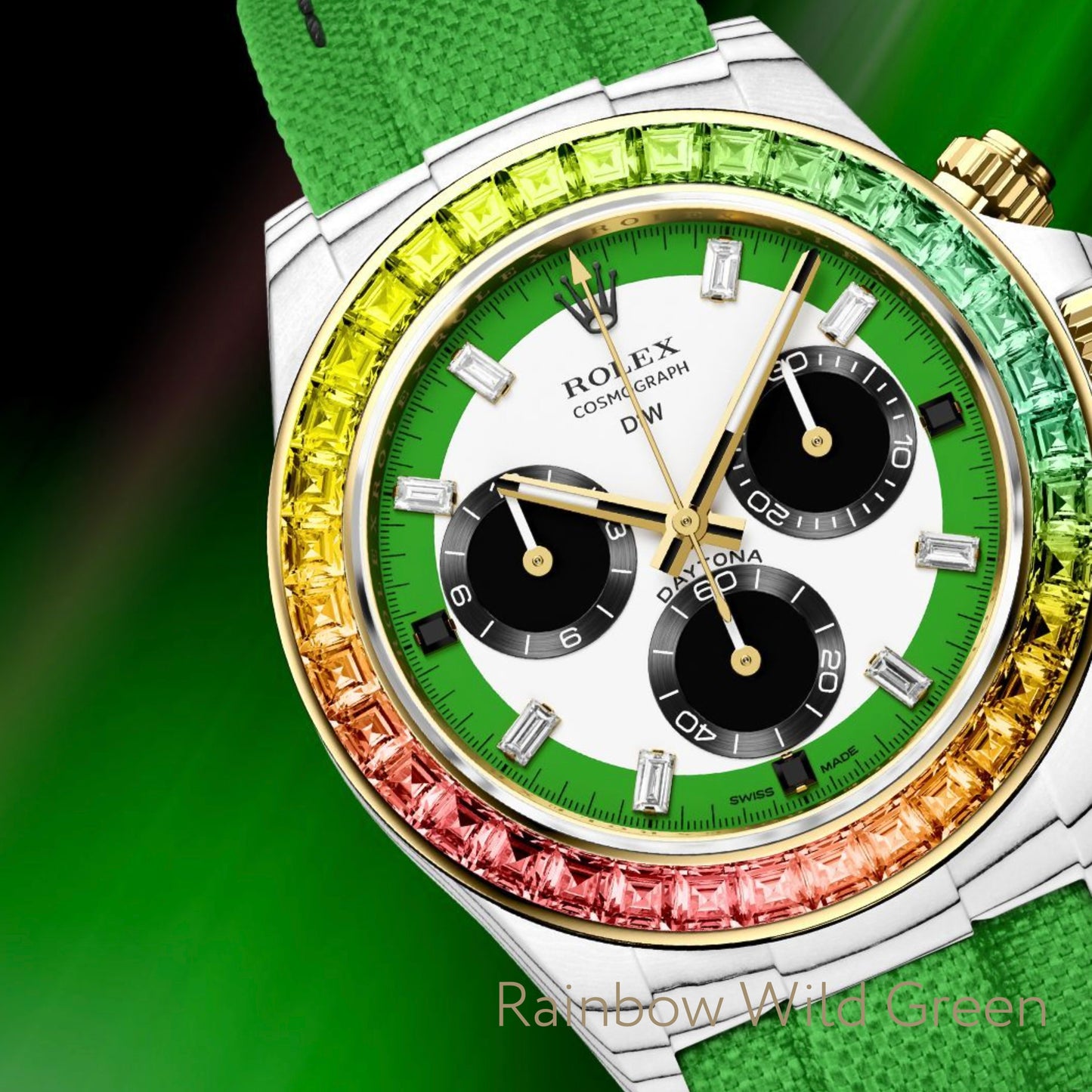 DiW Rolex Daytona RAINBOW WILD GREEN In Quartz Fiber | WORLDTIMER