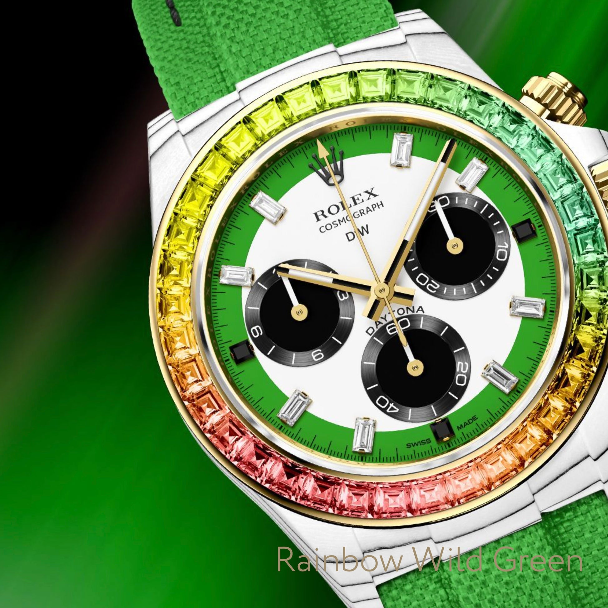 DiW Rolex Daytona RAINBOW WILD GREEN In Quartz Fiber | WORLDTIMER