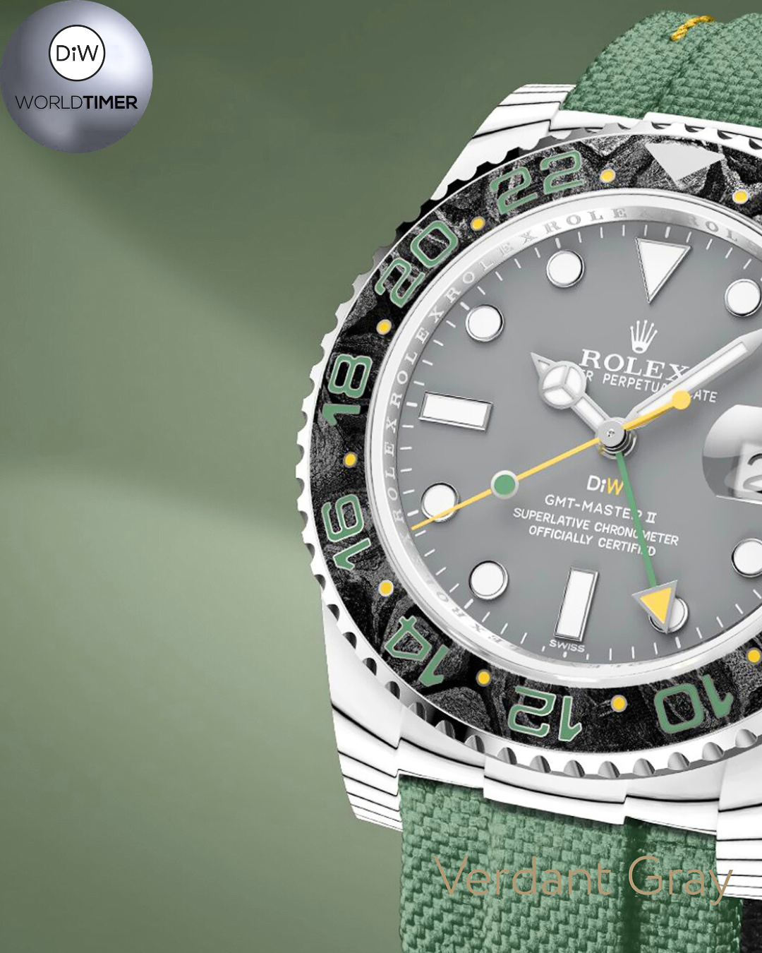 CarboQuartz Rolex DiW GMT Master II "VERDANT GRAY" 勞力士 格林尼治型II | WORLDTIMER
