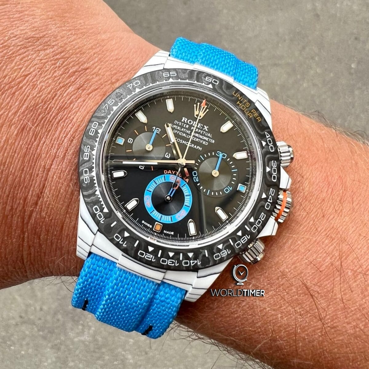 Rolex Daytona DiW 勞力士 地通拿 RACING BLUE 石英纖維 | WORLDTIMER