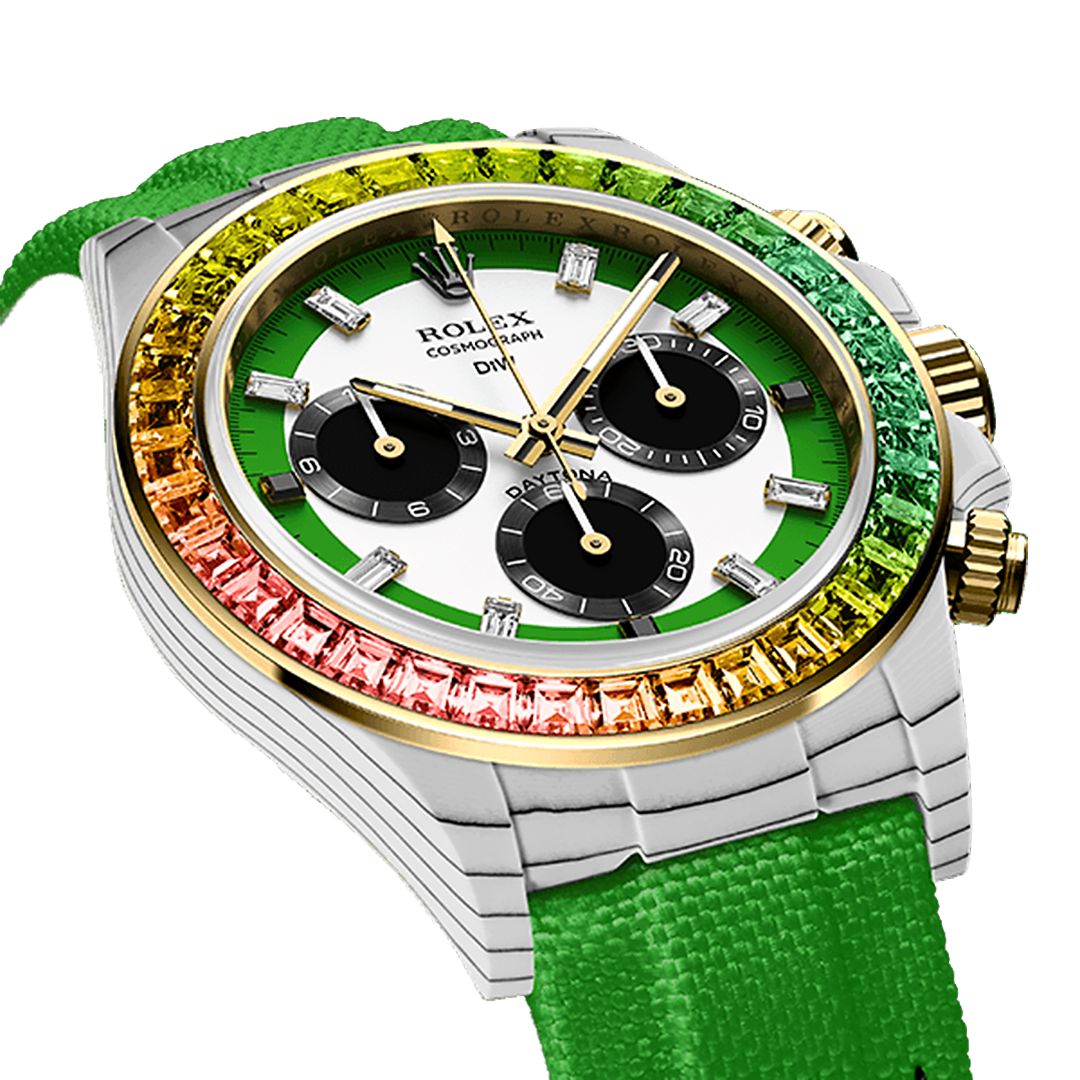 DiW Rolex Daytona RAINBOW WILD GREEN In Quartz Fiber (Retail: €76 990)
