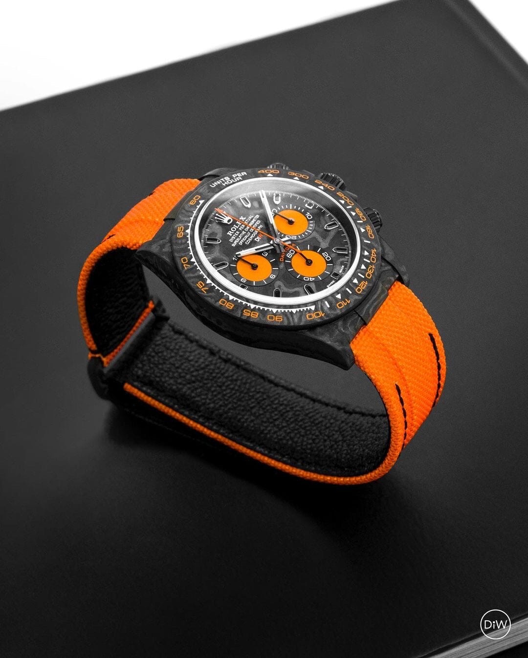 Carbon Rolex DiW Daytona ORANGE EDITION | WORLDTIMER
