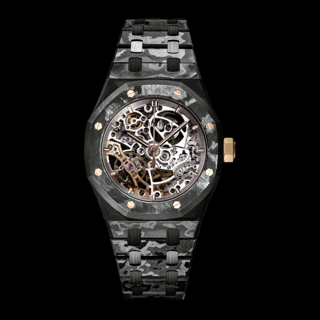 DiW All Carbon AP Royal Oak Double Balance Wheel Openworked 15467OR Skeleton Watch APhk 愛彼 皇家橡樹 | WORLDTIMER