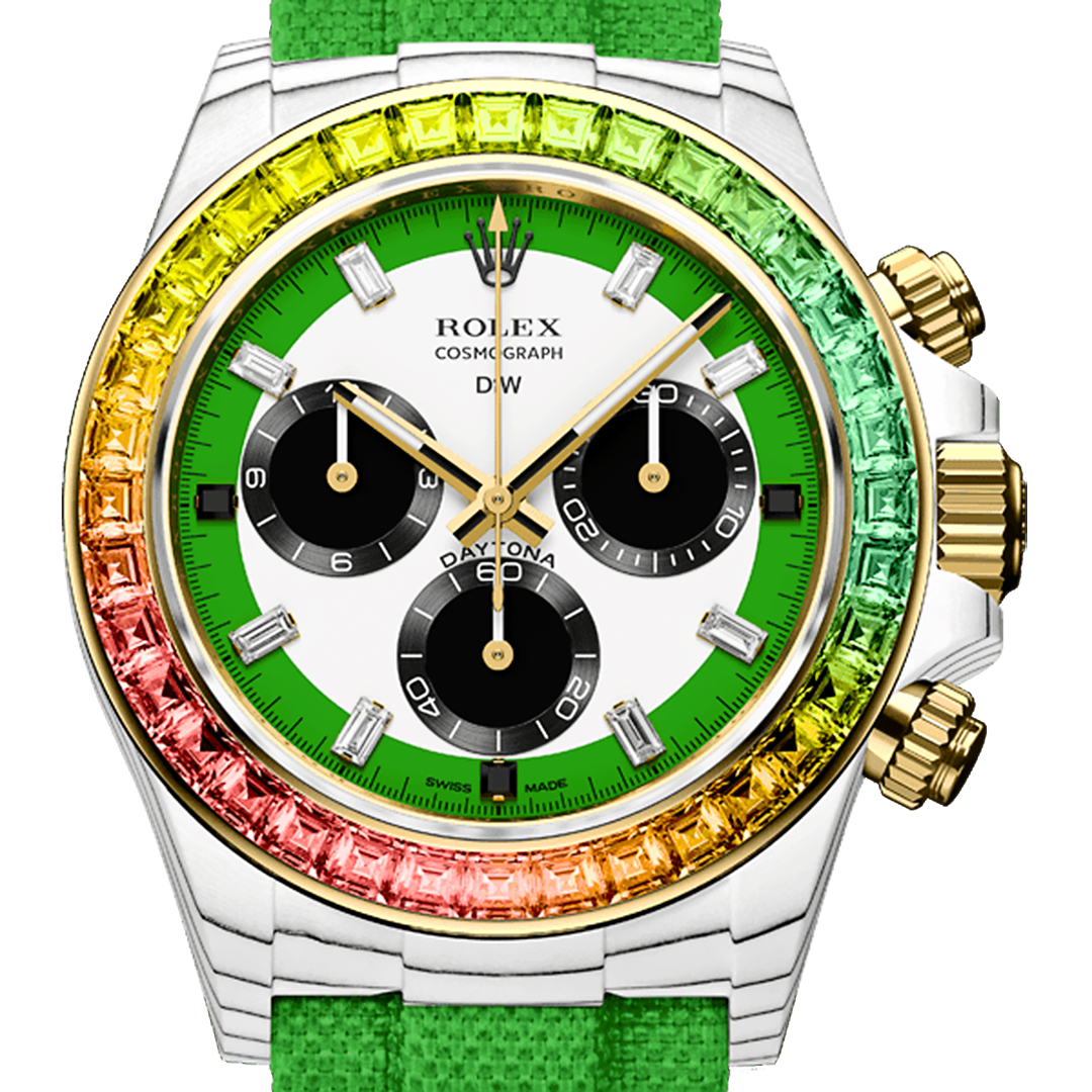 Rolex DiW Daytona RAINBOW WILD GREEN In Quartz Fiber | WORLDTIMER