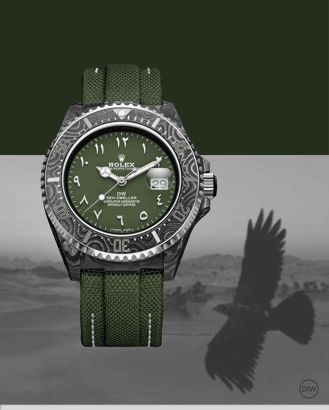 NTPT Carbon DiW Rolex Sea Dweller 43 HUNTER ARABIC | WORLDTIMER