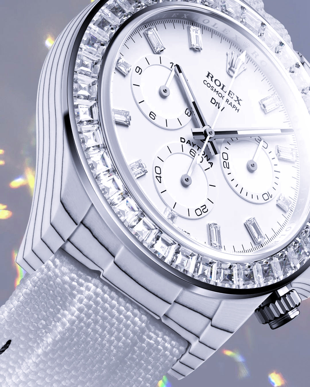 DiW Rolex Daytona Rainbow CRYSTAL In Quartz Fiber | WORLDTIMER