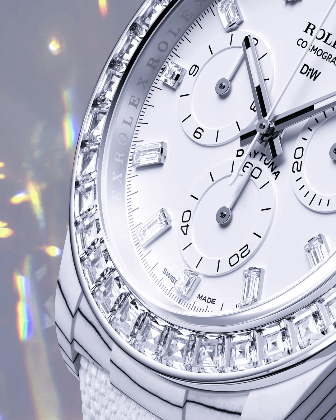Rolex DiW Rainbow Daytona CRYSTAL In Quartz Fiber | WORLDTIMER