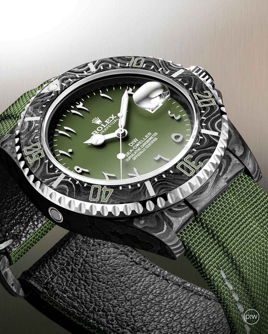 NTPT Carbon DiW Rolex Sea Dweller HUNTER ARABIC | WORLDTIMER