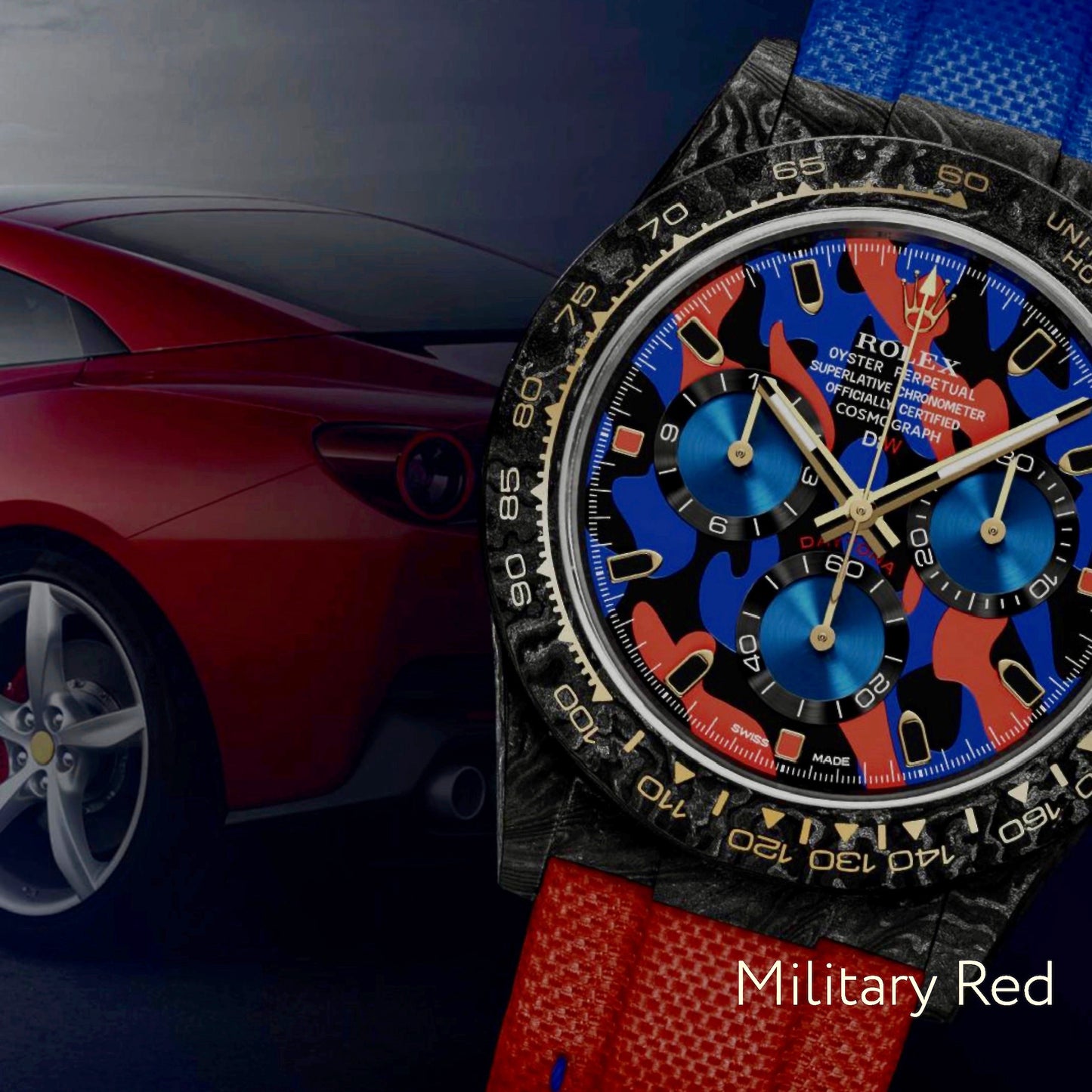 NTPT Carbon Rolex DiW Daytona MILITARY RED 勞力士 地通拿 DiW | WORLDTIMER
