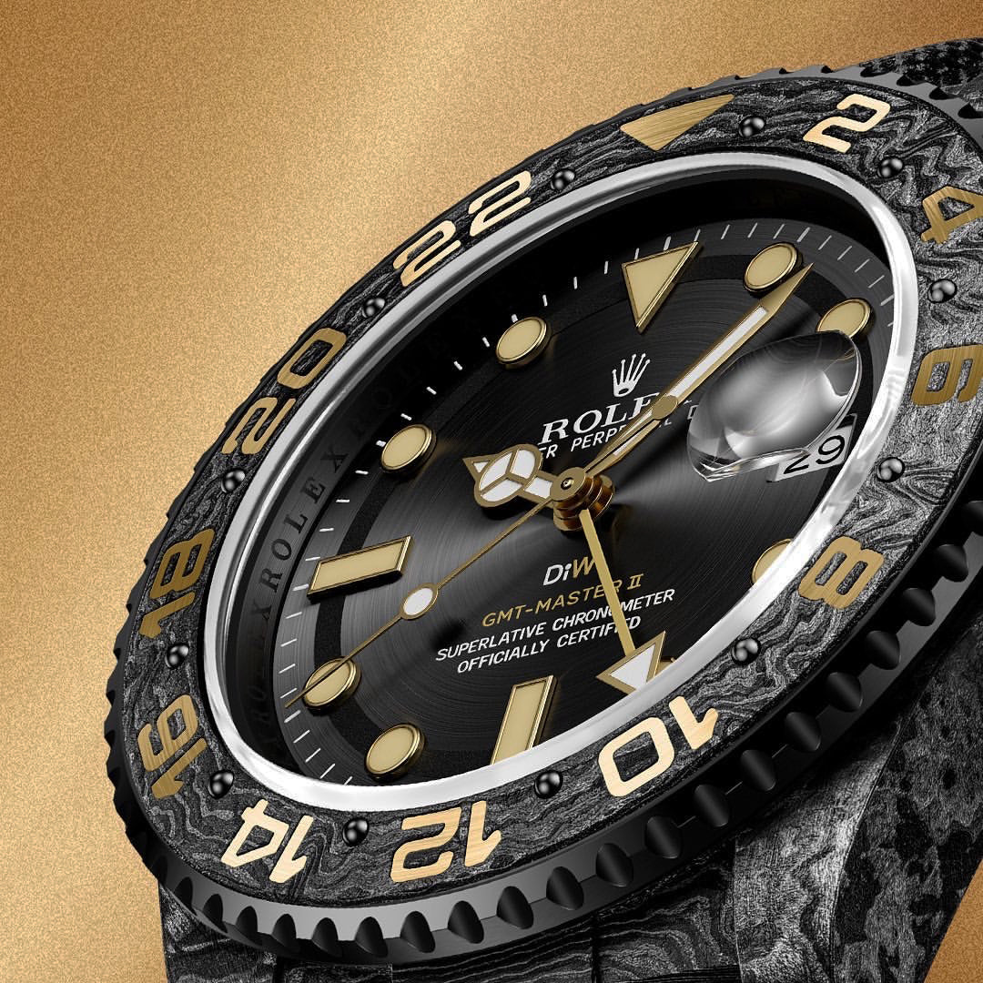 NTPT Carbon DiW Rolex GMT Master GOLDEN C | WORLDTIMER