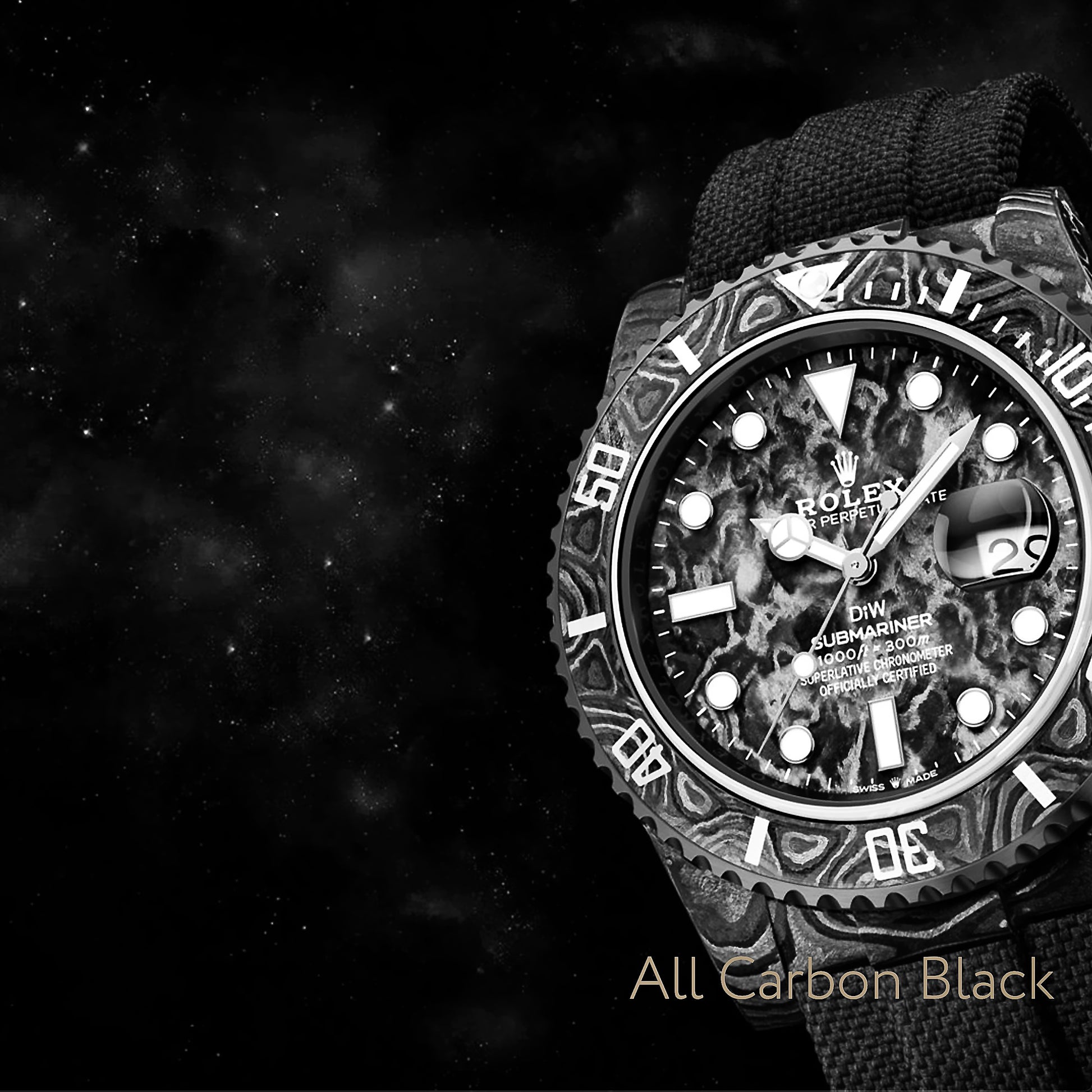 Buy DiW Rolex Submariner ALL CARBON BLACK Online | WORLDTIMER