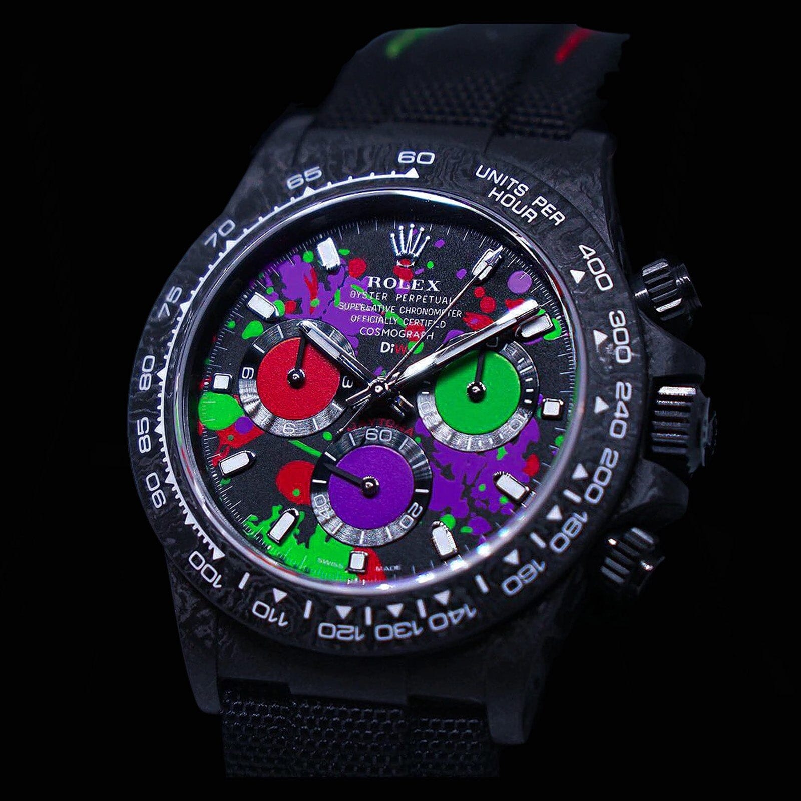 DiW Rolex Carbon Daytona "MOTLEY PURPLE UNIQUE 1" | WORLDTIMER