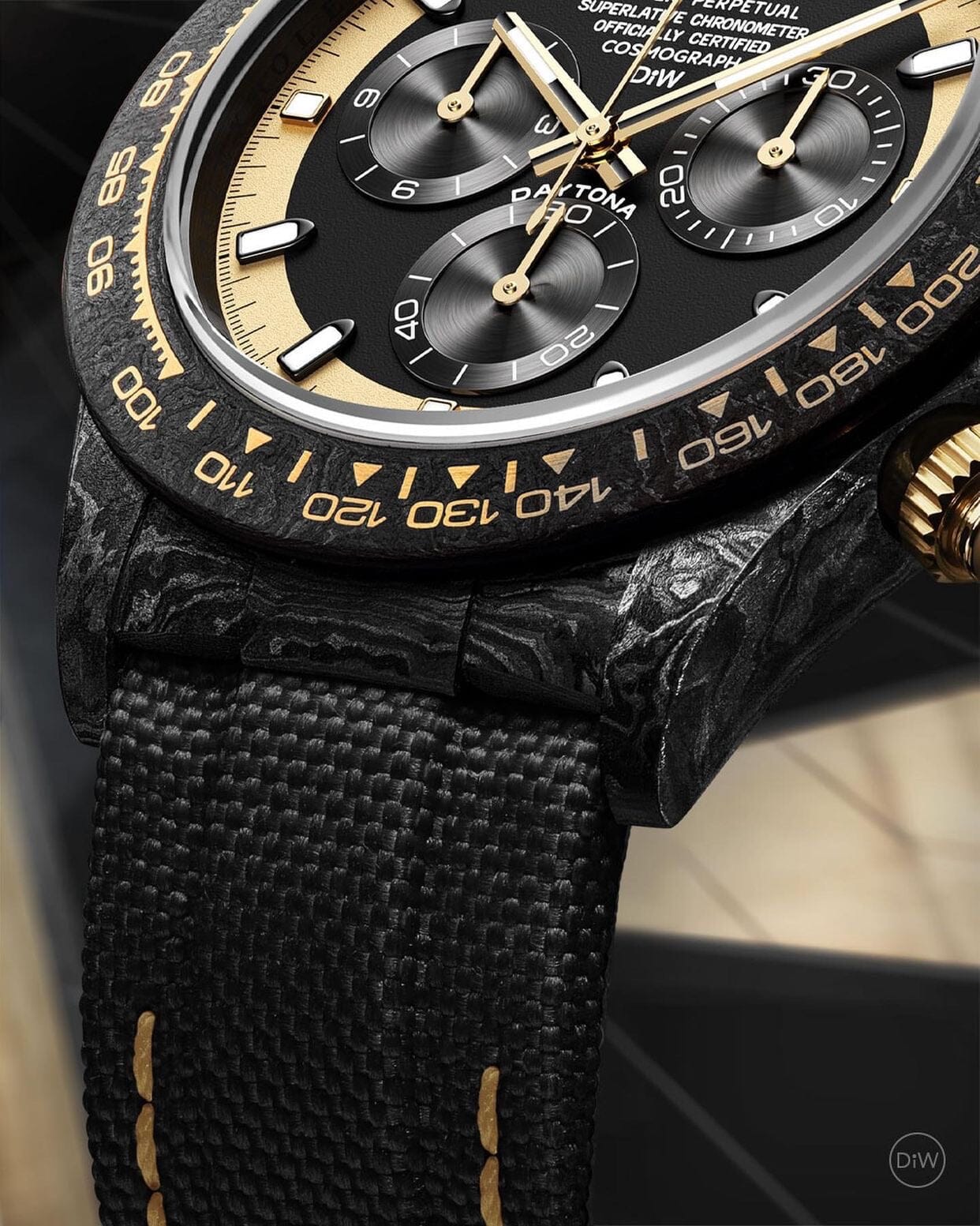 NTPT Carbon Rolex DiW Daytona CREAM INVERT GOLD 勞力士地通拿 DiW | WORLDTIMER