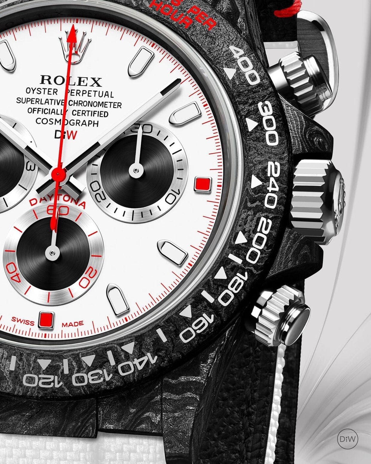 DiW Carbon Rolex Daytona SPEEDSTER WHITE 全球最輕 NTPT碳纖 DiW 勞力士 地通拿 | WORLDTIMER
