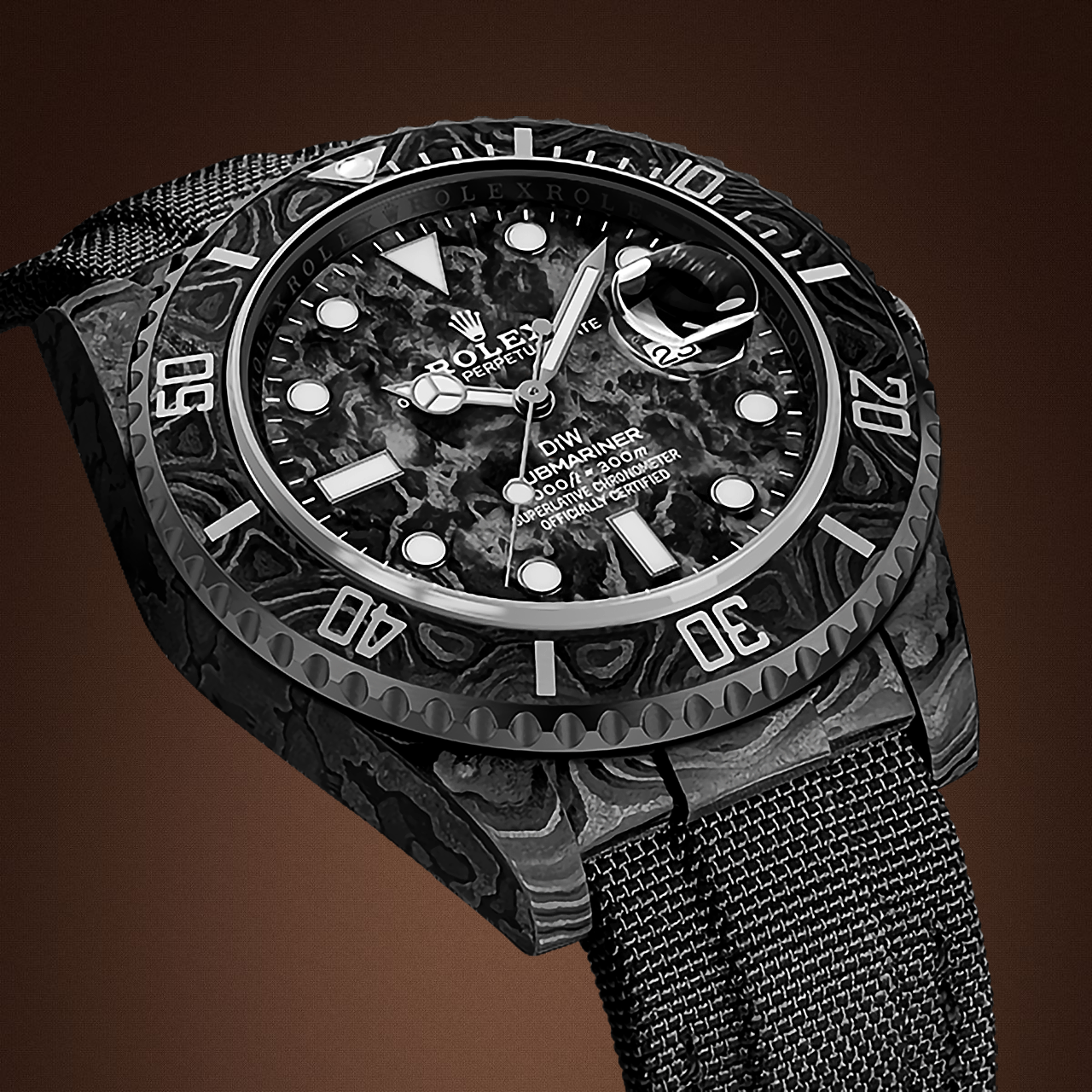 Buy DiW Rolex Submariner ALL CARBON BLACK Online | WORLDTIMER