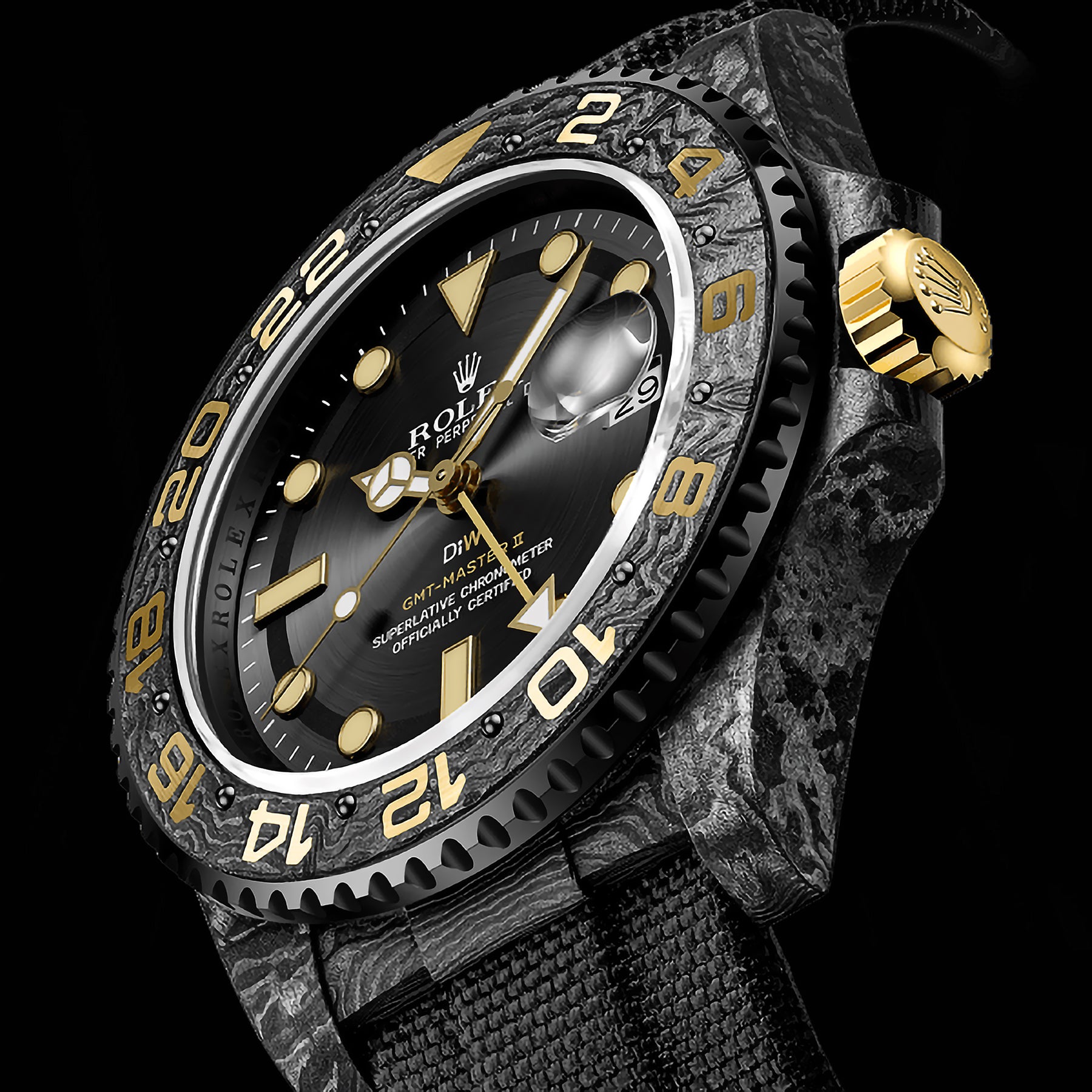 NTPT Carbon DiW Rolex GMT Master GOLDEN C | WORLDTIMER